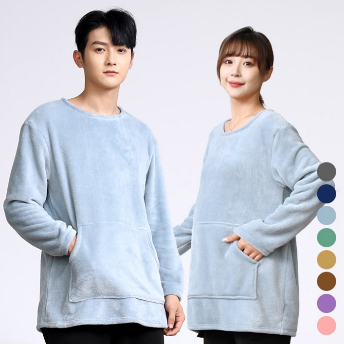 턴키 빅사이즈 90140까지 남녀공용 극세사 융털 밍크 오버핏 수면 티셔츠 홈웨어 FW3191