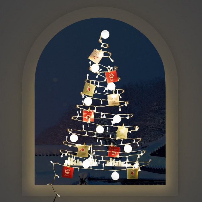 홈트너 크리스마스 장식 LED 트리 전구 행잉 겨울감성 리모컨 창문 붙이는 벽트리 풀세트