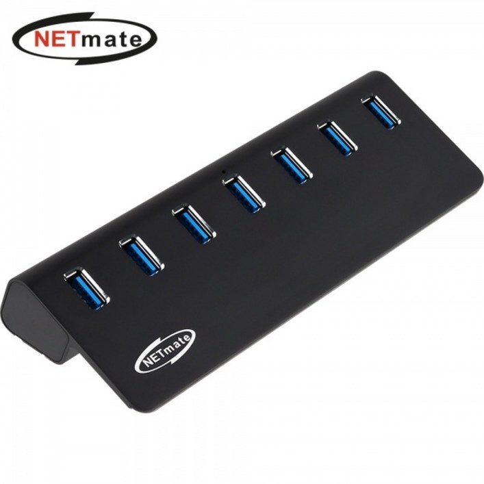 Netmate 알루미늄 USB 3.2 7포트 허브블랙유전원NMUT327B NMUT327B