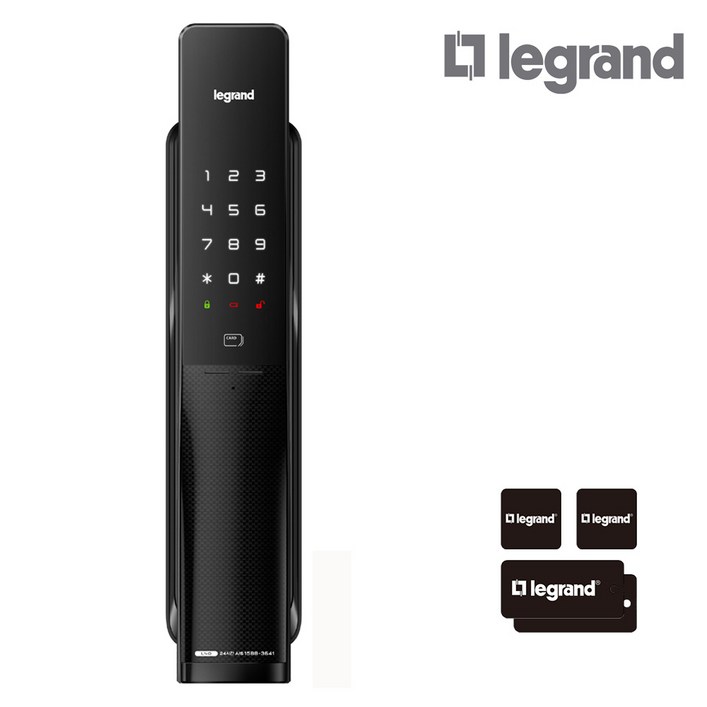 르그랑 L40 블랙 푸시풀 도어록 카드키4개번호키 블루투스 와이파이옵션 안으로 열리는 문 설치가능 0초바로잠금 푸시바잠금 강력한 보안 푸쉬풀 현관문 디지털도어락, 고객직접설치, L40 블랙