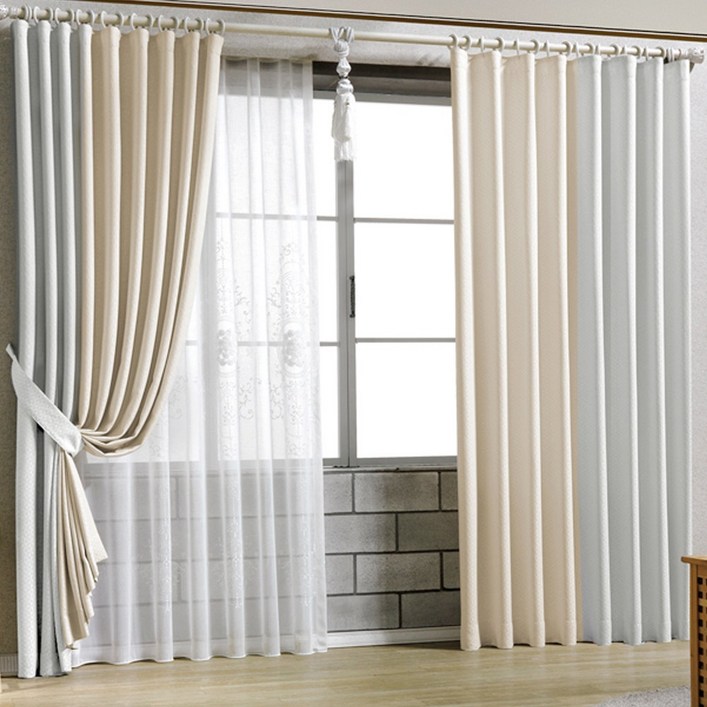 봉텍스 국내생산 투톤암막커튼 아일렛형 2p