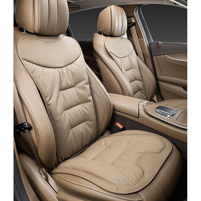 차량용 가죽 방석 포켓 시트커버 통기구조 겨울방석 사계절 자동차 시트 보호 국산차 수입차 공용 00429, A비보스앞좌석새들브라운, 2개