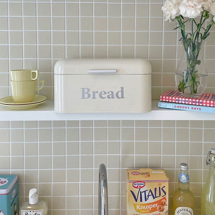 요기나게 브레드박스 빵보관함 틴케이스 영양제정리함, 1개, 아이보리