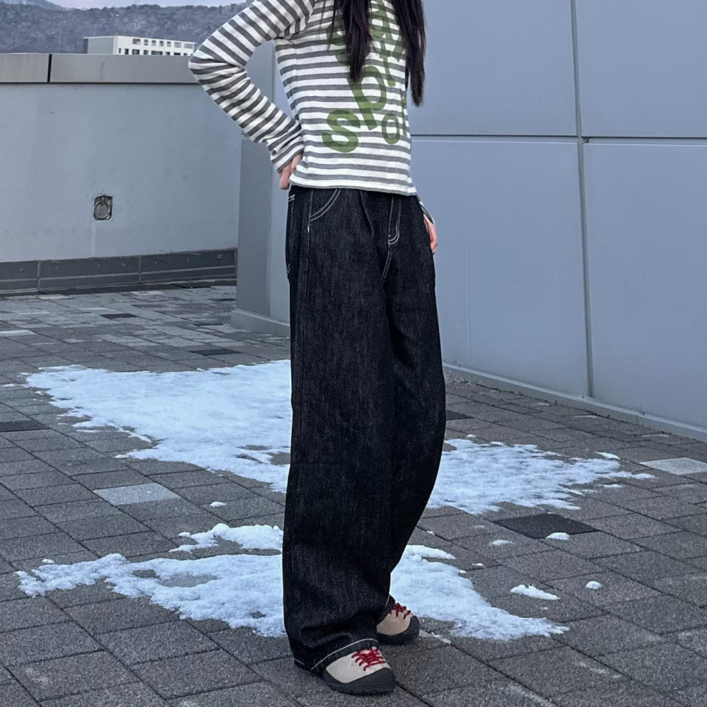 4 SEASON 남여공용 마틴 원 핀턱 논페이드 생지 데님