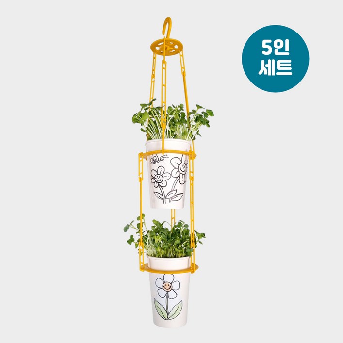 리컵키트 새싹무순 키우기 5인 세트 (문화센터수업, 생분해종이컵포함), 1세트, 옐로우