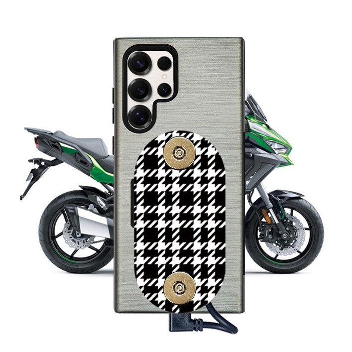 오토바이 배달대행 크레이지 범퍼케이스와 아크릴 화이트 C타입 충전패드 셋트 자석거치대 딱판 찍판 갤럭시 S25 S24 S23 S22 S21 S20 노트 울트라 FE 플러스