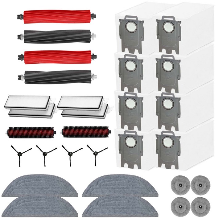 호환 로보락 S8 maxv ultra 소모품 메인브러쉬 물걸레 리필 사이드브러쉬 먼지봉투 더스트백 7종 풀 세트, 1개, 28개 SET