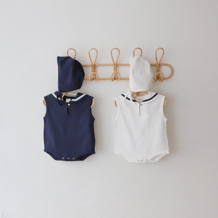 리틀문라이트 아미슈트롬퍼보넷 신생아 여름 바디수트 롬퍼