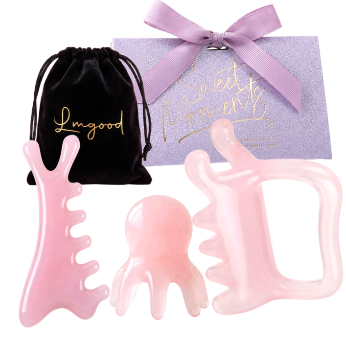 lmgood 괄사 마사지 세트 얼굴 두피 바디 3종 마사지기