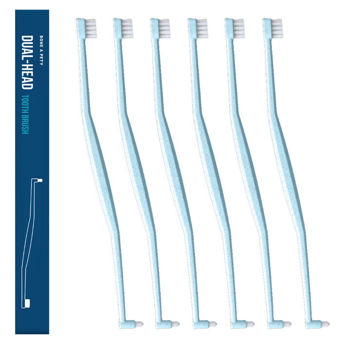 본아페티 고양이 강아지 듀얼헤드 칫솔 의료용미세모 치석제거 양치, 6개, 블루