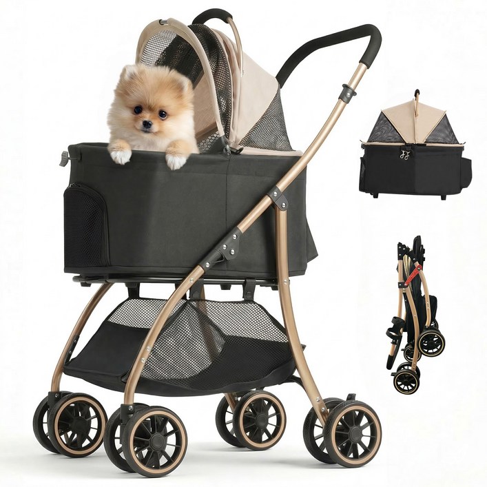 MILALOUIS 접이식 분리식 반려동물 유모차 강아지 유모차 고양이유모차 개모차 일체형 뉴바론 개모차 원터치 퀵폴딩 개모차