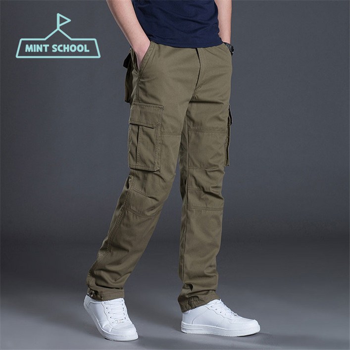 민트스쿨 봄가을용 남성 일자 카고 작업팬츠 면카고 빅사이즈 S4XL