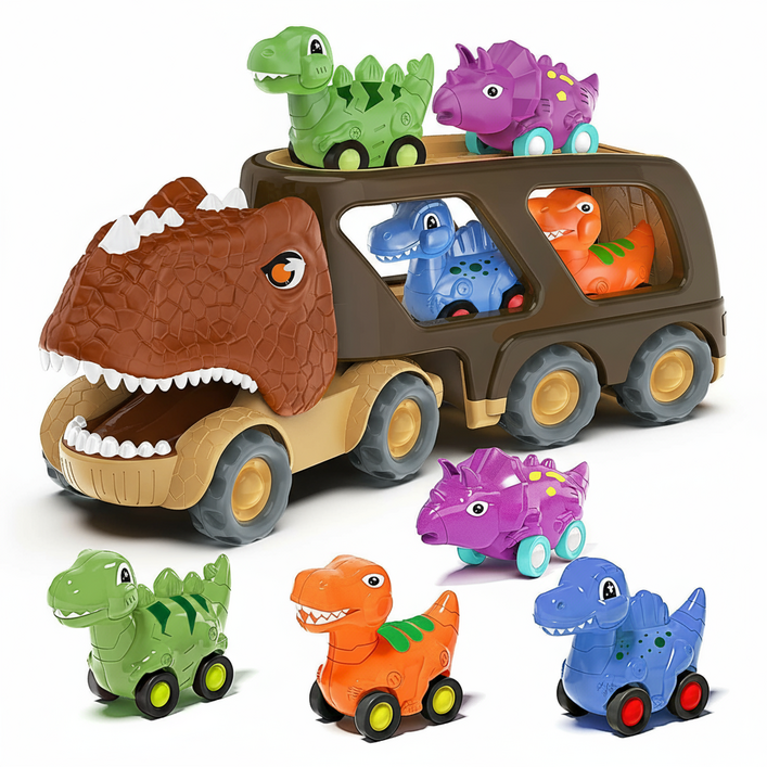 릴라코 자동차 남아 어린이 장난감 공룡 캐리어트럭, 브라운, 1개