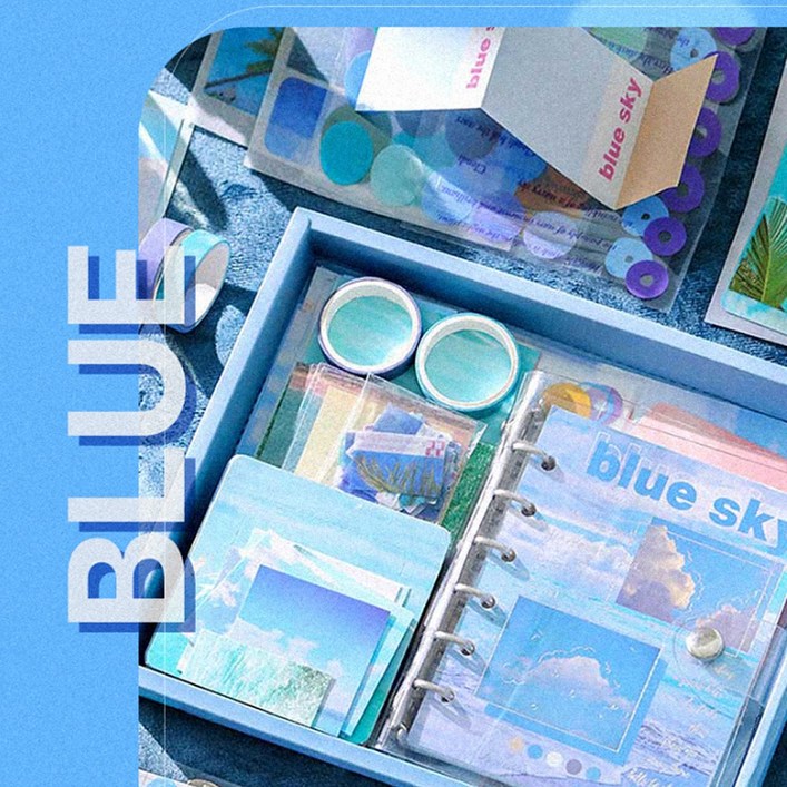 스크랩북 다이어리 꾸미기 다꾸 세트 패키지, 블루스카이 블루 스크랩북 다이어리 꾸미기 다꾸 세트 패키지, 블루스카이 블루