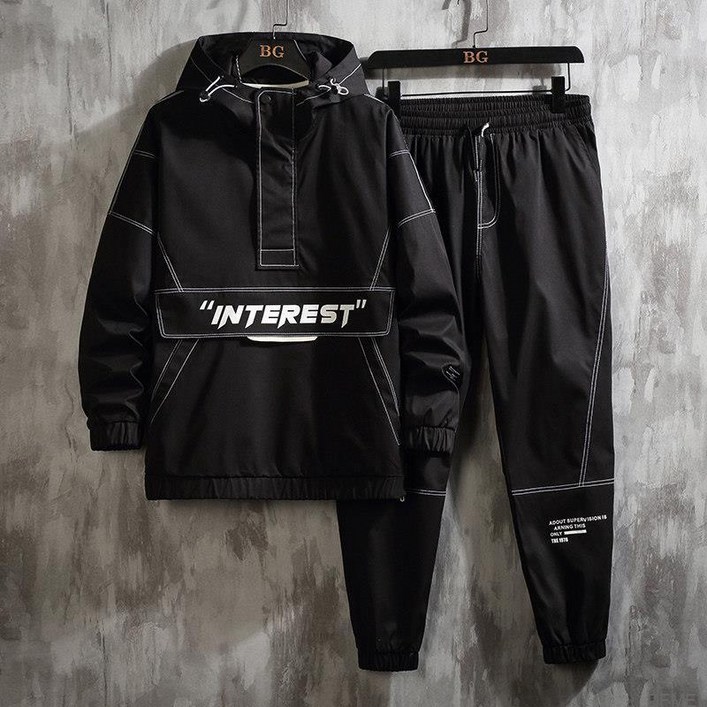 DFMEI 카고세트 남 멋스러운 루즈핏 빅사이즈 가을 겨울 캐주얼 기모 트레이닝복 투피스