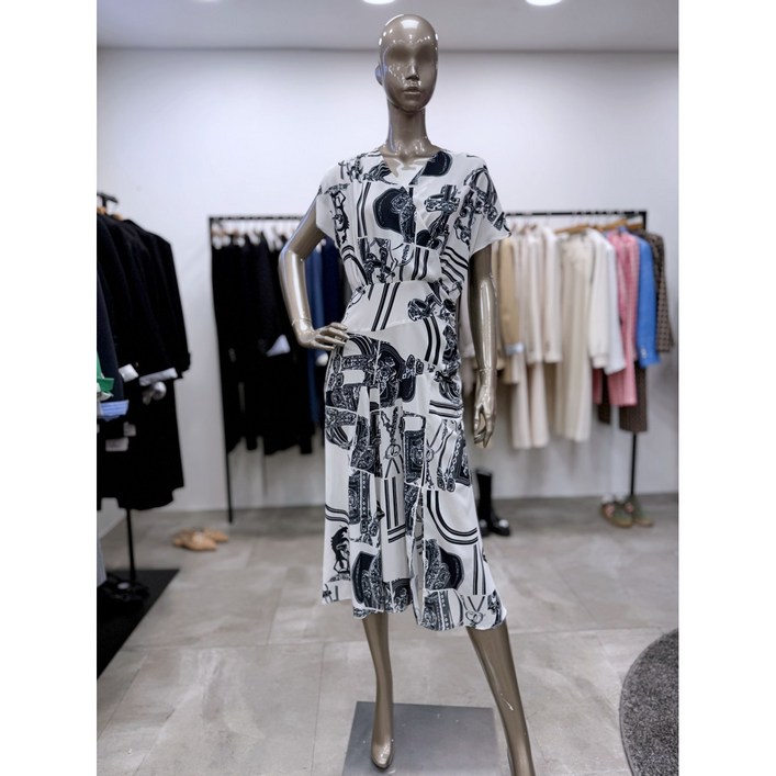 제시뉴욕 패턴 브이넥 원피스 JE45NSOP2640