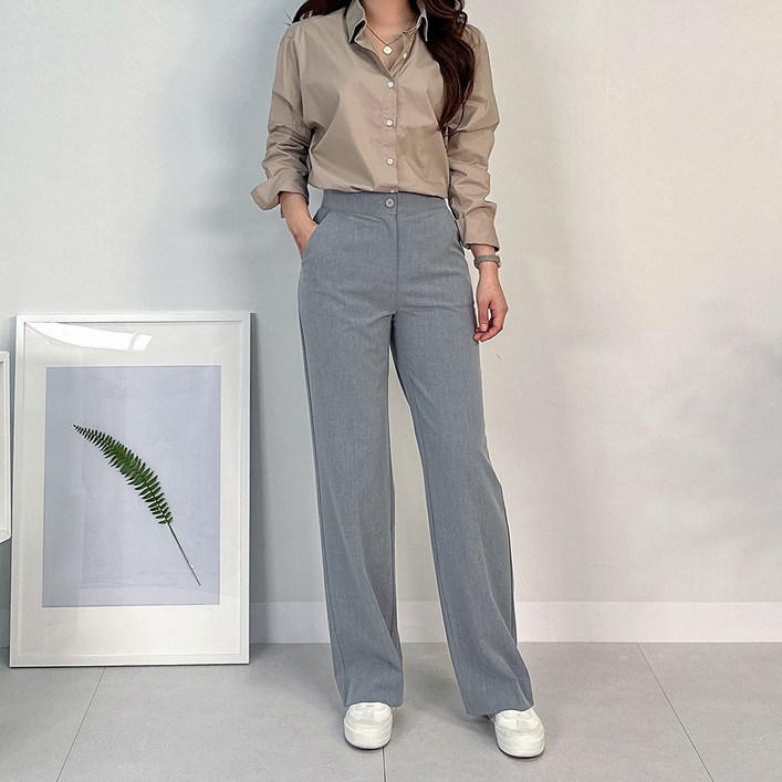 여성용 렘브 시크릿 슬랙스 빅사이즈 S~3XL 롱슬랙스 일자 정장 히든밴딩 스판바지 오피스룩 봄 여름 가을