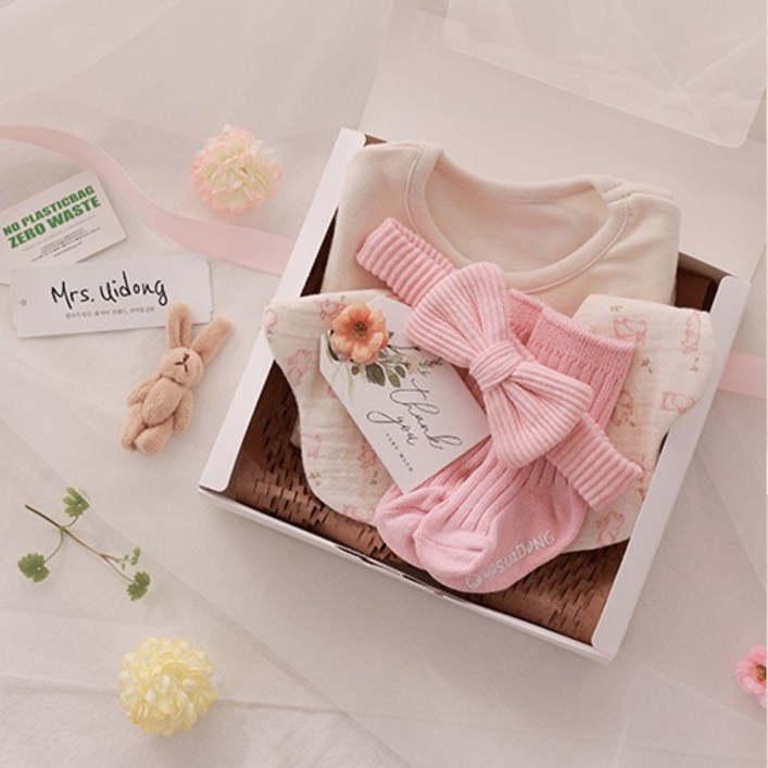 출산백일선물 우이동금손 리틀래빗 5종선물세트 선물포장