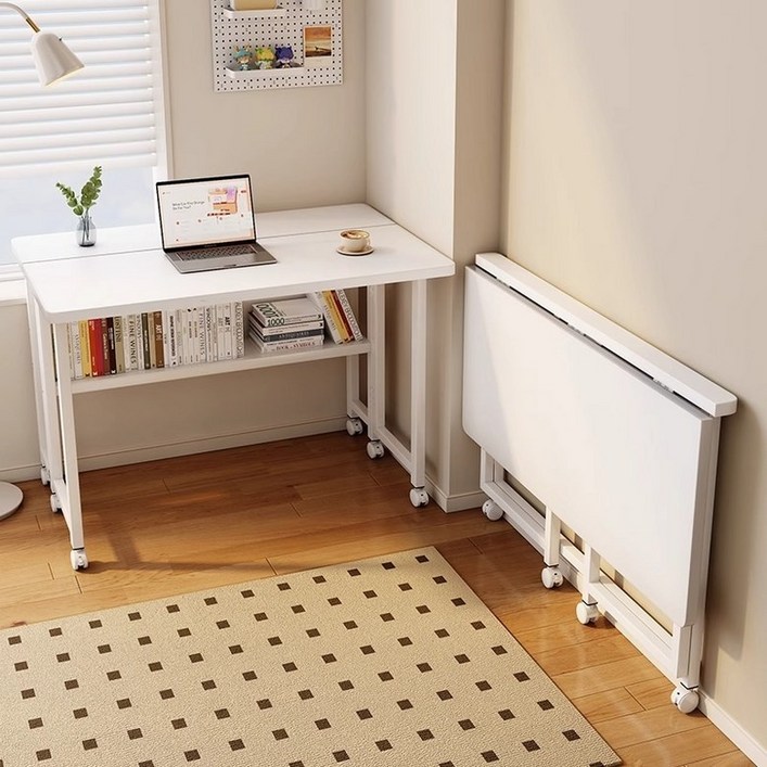 YAPOGI  바퀴형 이동식 접이식 고등학생 책상 컴퓨터 책상 공부 접이식 테이블