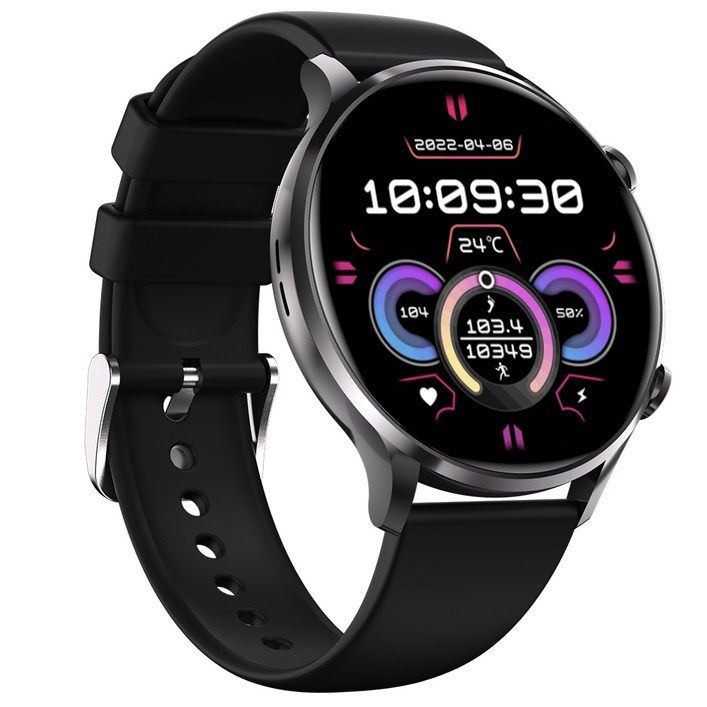 와피크 통화가능 블루투스 스마트워치 Y5 1.43인치 대화면 한글판, 22mm, 블랙