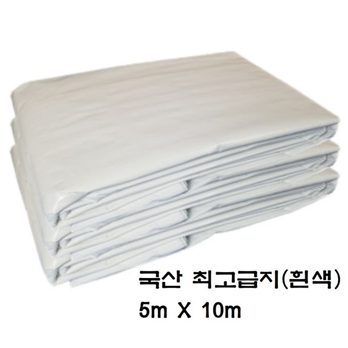 한국조달산업 PVC 타포린 바람 막이 방수 천막 옥상 천막천 천막사 캠핑, 최고급지흰색  5m X 10m, 1개