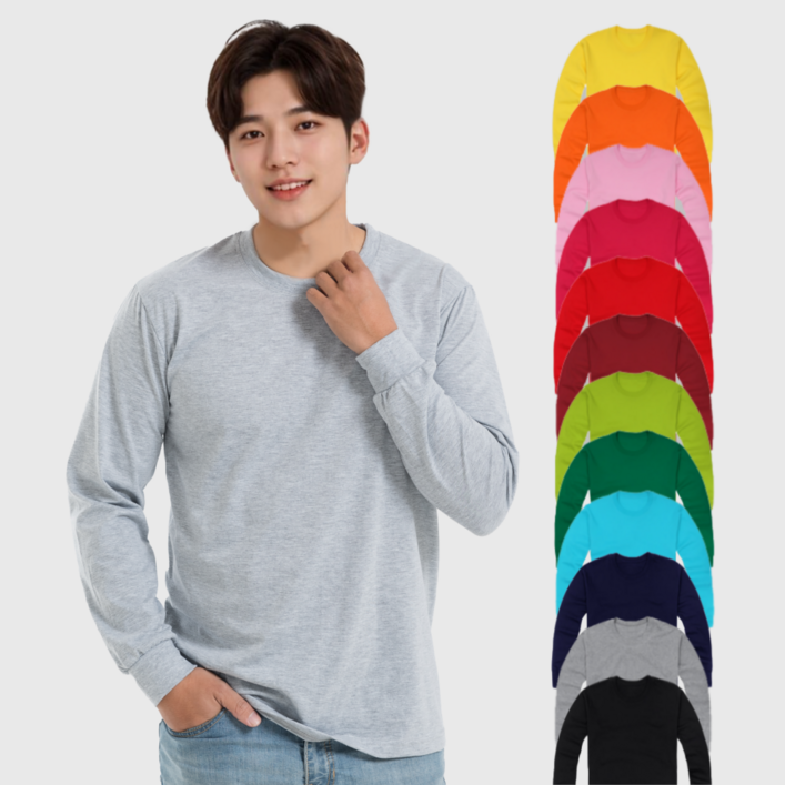 긴팔 30수 무지 라운드넥 티셔츠 남여공용 S3XL 17color 국내생산 빅사이즈