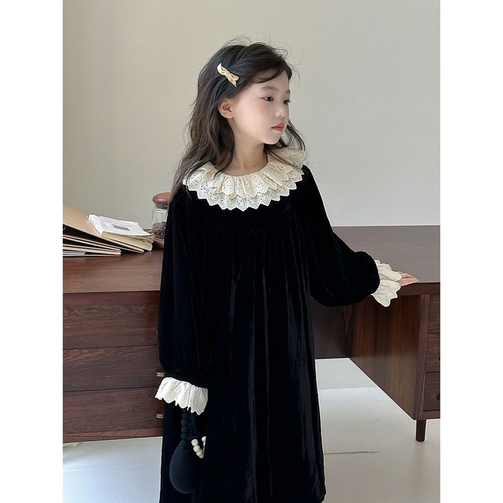 찌니미니마켓 주니어 여아 블랙 졸업식 입학식 결혼식하객룩 콩쿨 의상 롱 원피스