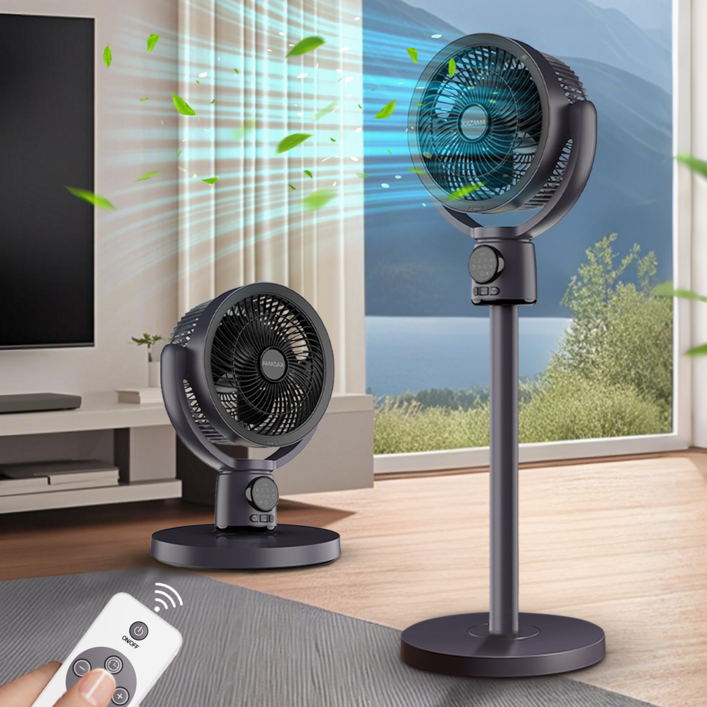 Kazama 스탠드형 서큘레이터 USB 무선 리모컨 충전식 bldc 저소음 무드등 타이머 기능 탁상용 가정용 사무실용 캠핑용 에어서큘레이터 XZYC001