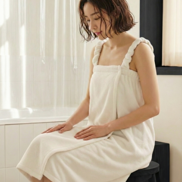 디어이브 여성 샤워가운 부드러운 벨크로형 목욕 가운