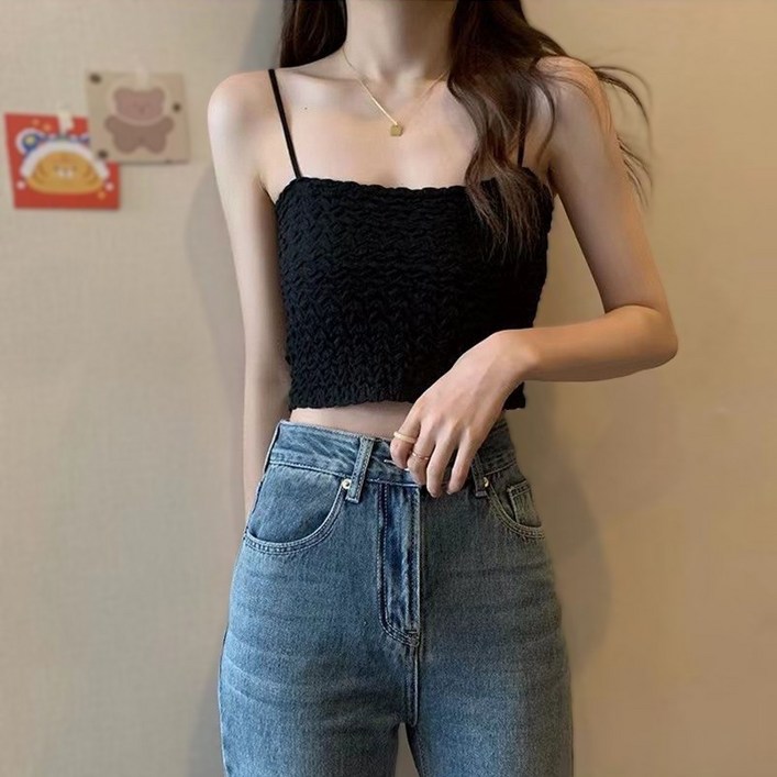 키뭉 탱크탑 크롭스타일 패드형 나시 2장세트