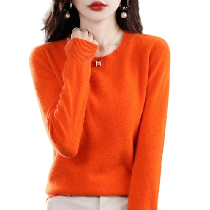 100% 순수 양모 캐시미어 스웨터 여성용 O넥 니트 풀오버 루즈핏 따뜻한 보터밍 셔츠 상의 가을 및 겨울 - 투데이밈