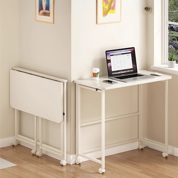 파인굿즈 바퀴달린 접이식 책상 이동식 테이블 폴딩 데스크 학습용 컴퓨터
