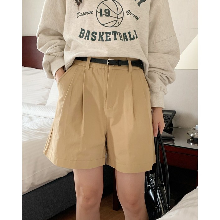 [S~XL사이즈]여성 핀턱 하프 팬츠 빅사이즈 면 반바지 5부팬츠