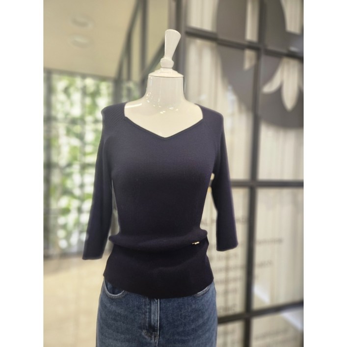 듀엘 DEWE 브이넥 칠부 골지 니트 L254KSK039  NC일산