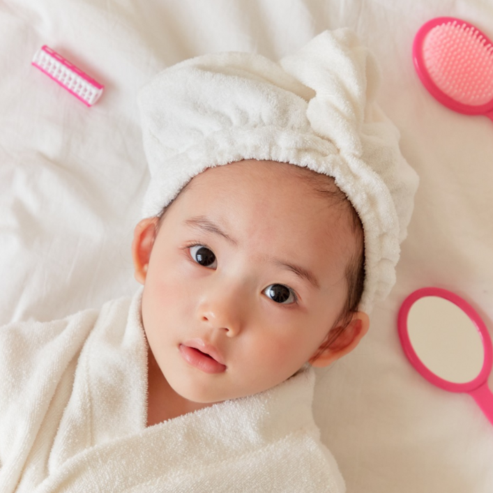 디어딜리 아기 목욕가운 터번 출산선물 양머리수건 배쓰캡 100일 돌 촬영소품