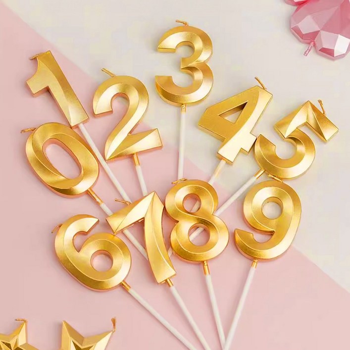 별숲 빅사이즈 파티 생일 이벤트 메탈릭 숫자초, 1세트, 골드