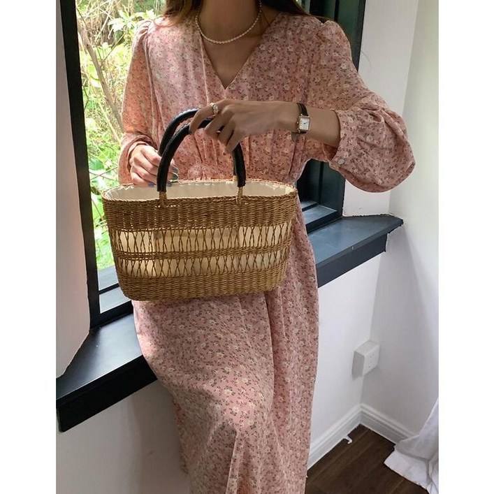 꽃그림 플라워 쉬폰 포켓 맥시 롱 원피스