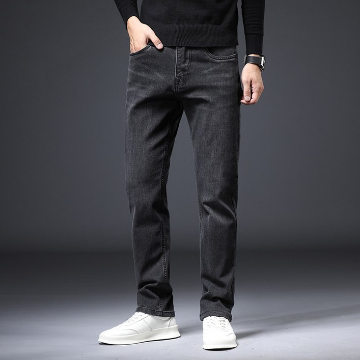 2022 봄과 가을 새로운 청바지 남성 한국 패션 브랜드 스트레치 슬림하고 슬림 캐주얼 남성용 스트레이트 바지