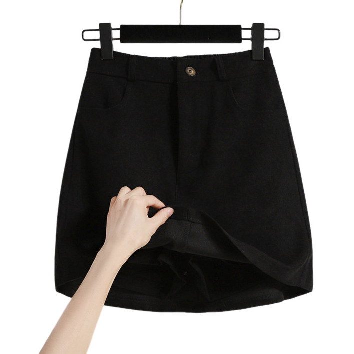 여성용 빅 사이즈 허리 밴딩 스판 반바지 스커트 봄가을 A라인 치마바지
