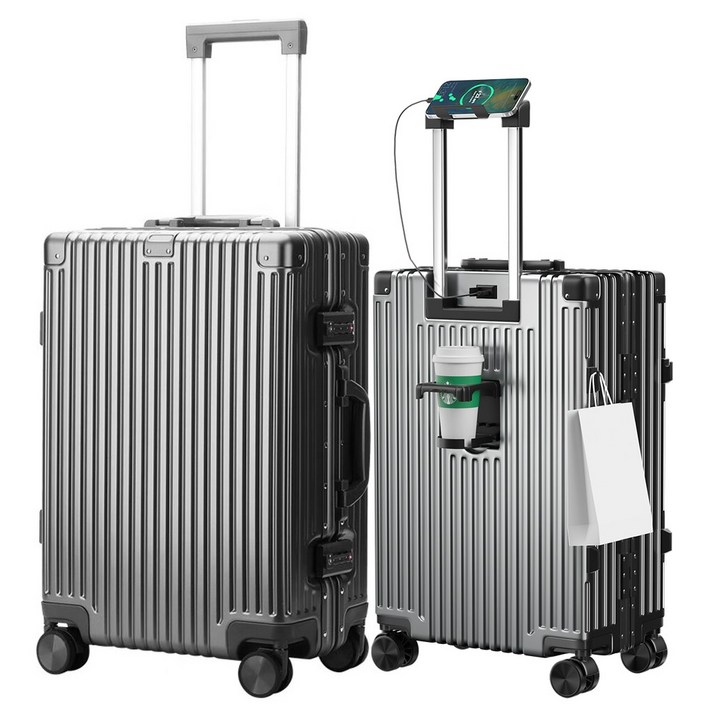 5년AS 다기능 경량  캐리어 방수 알루미늄 프레임 기내용 여행가방 USB 충전포트 360도 저소음 휠  20인치24인치28인치 중대형 하드 여행용 캐리어