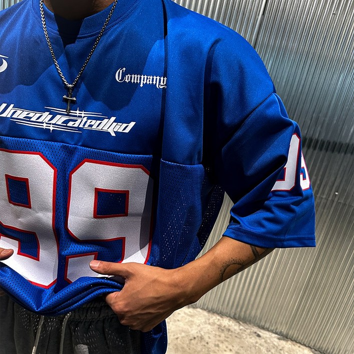 남자 빅사이즈 매쉬 져지 오버핏 럭비 티 럭비 유니폼 메쉬 티 흠뻑쇼 워터밤 티셔츠