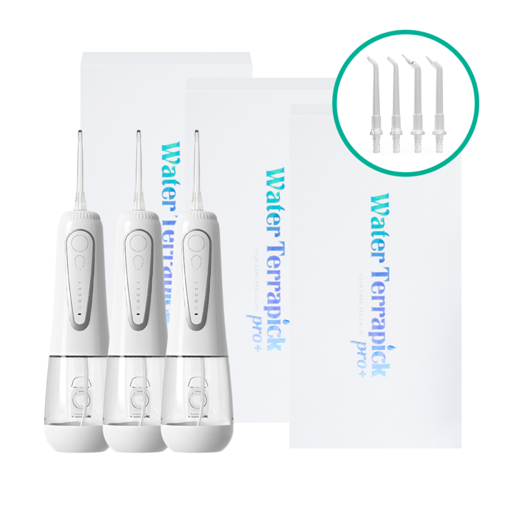 치과공식납품 닥터대니 워터테라픽 프로 구강세정기 특허기술 무선 휴대용 가정용 치아 치간 세정 잇몸 케어 관리, 화이트, 워터테라픽 프로 3개