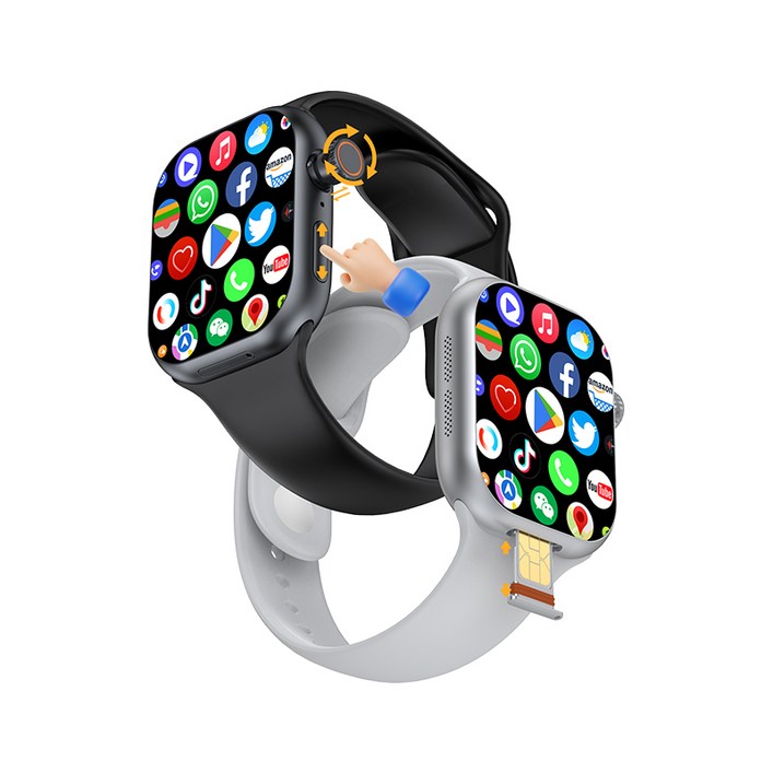 신형 5G LTE 플러그 카드 셀룰러 스마트 핸드 시곗줄 180 ° 신축 회전 카메라 영상통화 시계, 2.26인치 아몰드 HD 전면 스크린 지문 터치 코딩 SIM 카드 스마트워치.