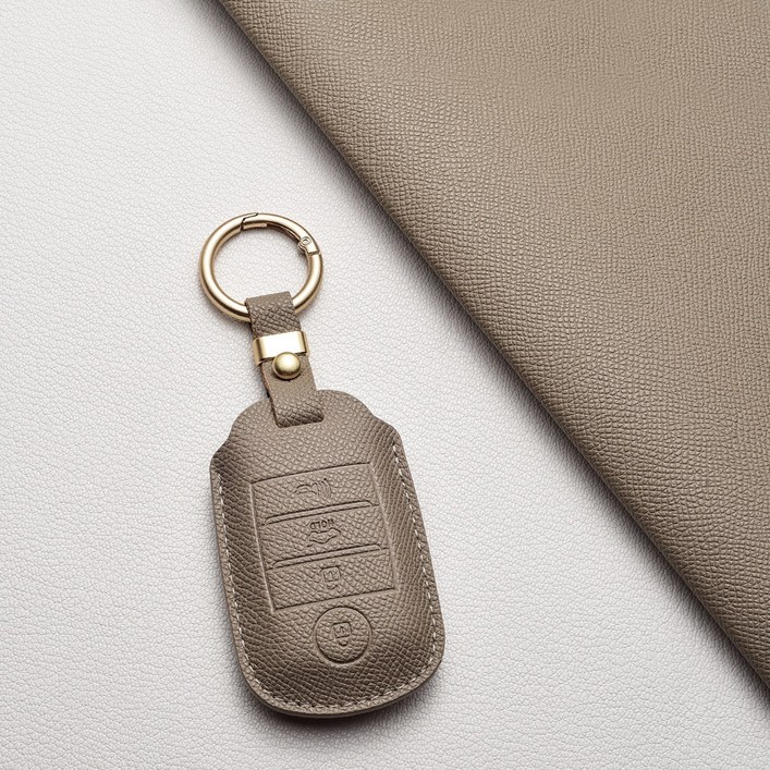 천연 소가죽 기아 키 커버 케이스 A4타입 4버튼 호환 K3K5쏘울올뉴카렌스카니발니로쏘렌토스포티지 등, 기아A4 타입, 에토프그레이