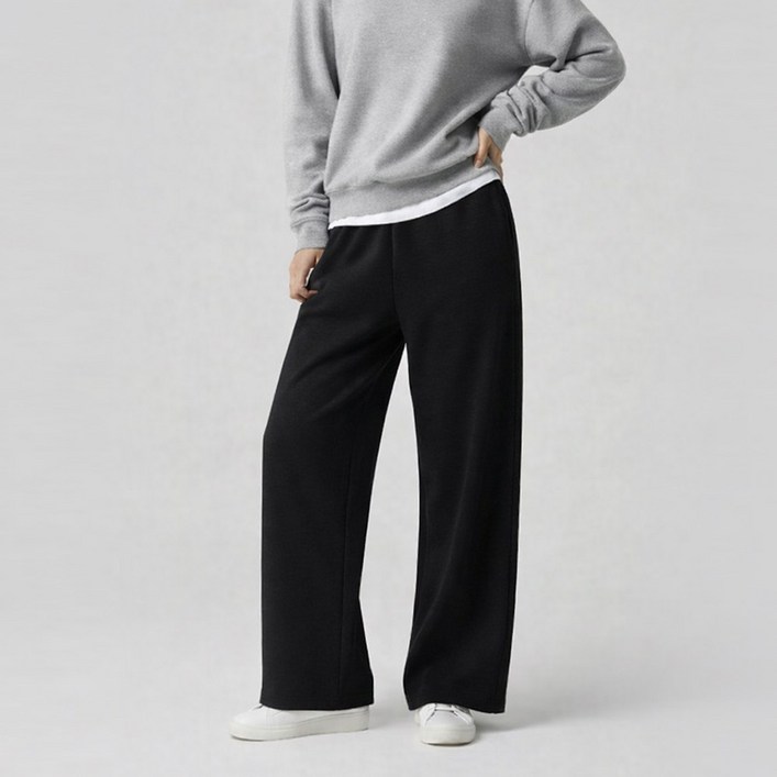 와이드 팬츠 쭈리 면 여성용 트레이닝 바지 여자 와이드 츄리닝