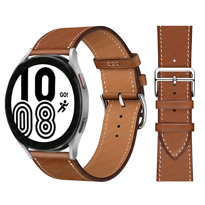 엔도리 갤럭시 워치 가죽 스트랩 밴드 전기종 호환 40 44 20mm 시계줄, 01. 브라운, 1개