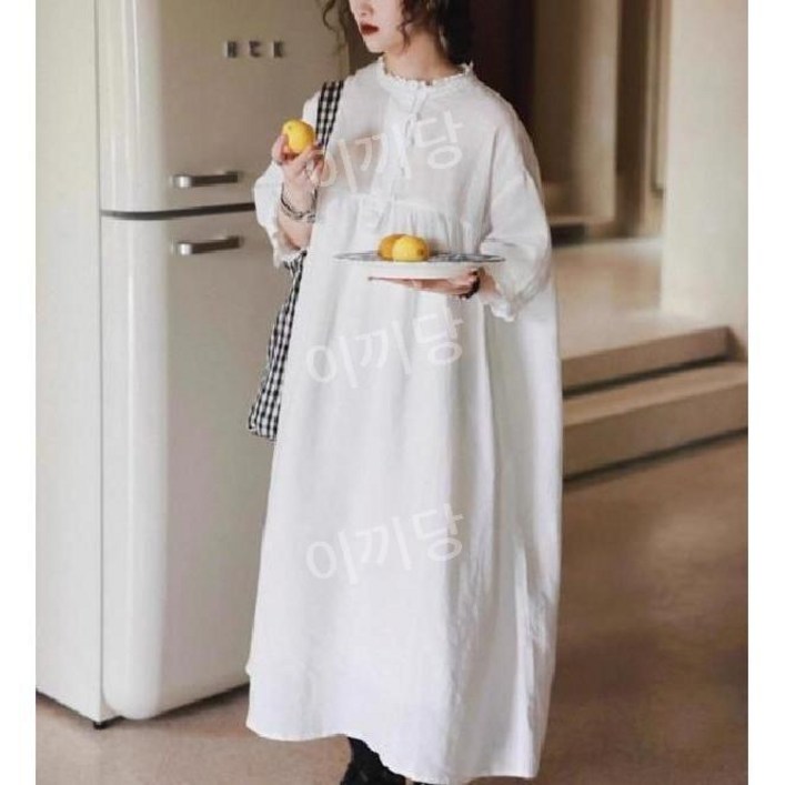 이끼당 빅사이즈 미들 슬리브 스미레 원피스