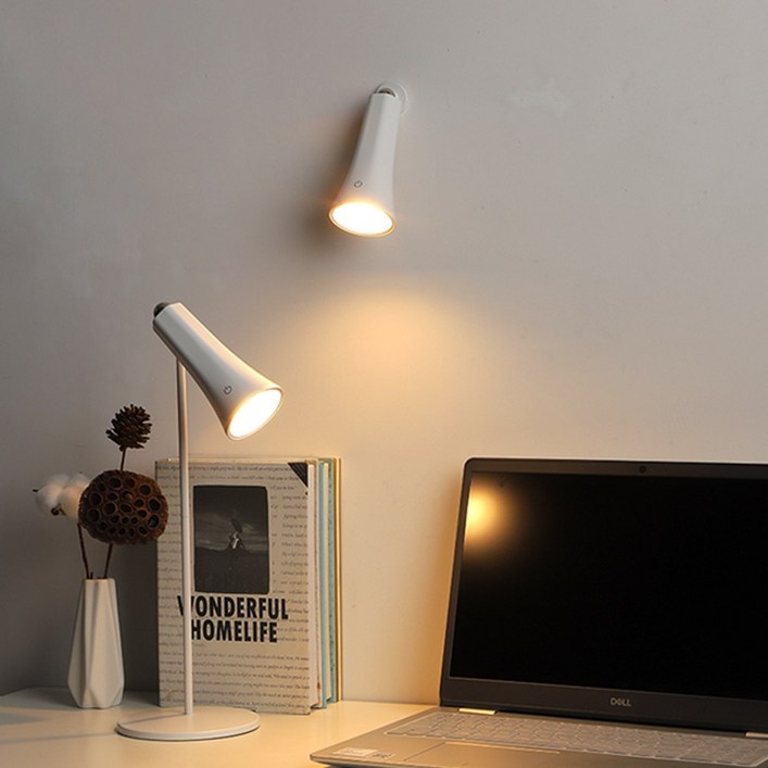 HK.sell 고딕 마그넷 360회전 무선 2000mAh 대용량 스탠드조명, 화이트