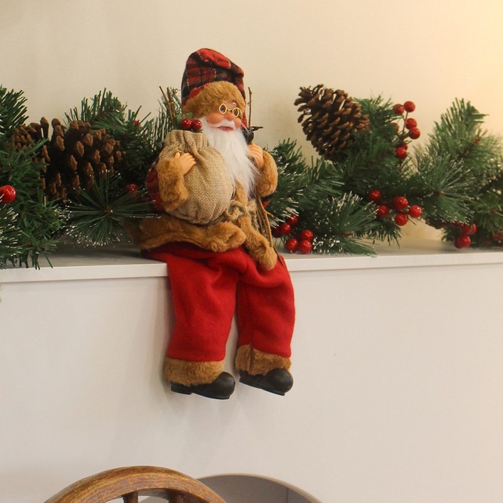 왓위셀 앉아있는 흰수염 산타 할아버지 1p, 1개, 레드