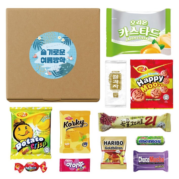 주주나라 단체간식 학교 행사 교회 어린이집 유치원 생일답례품 구디백 상자포장 간식선물세트, 20개, 흰색상자